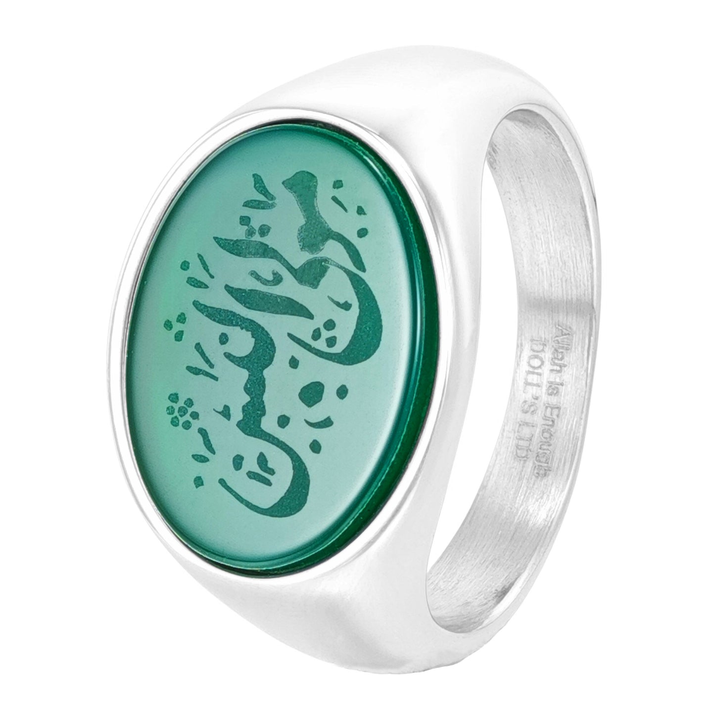 Titanium Steel Ring with Natural Stone Laser Engraved Wording