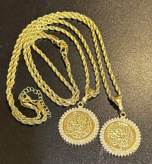 Alaisallah Pendants with Chain 24 carat Gold Plated