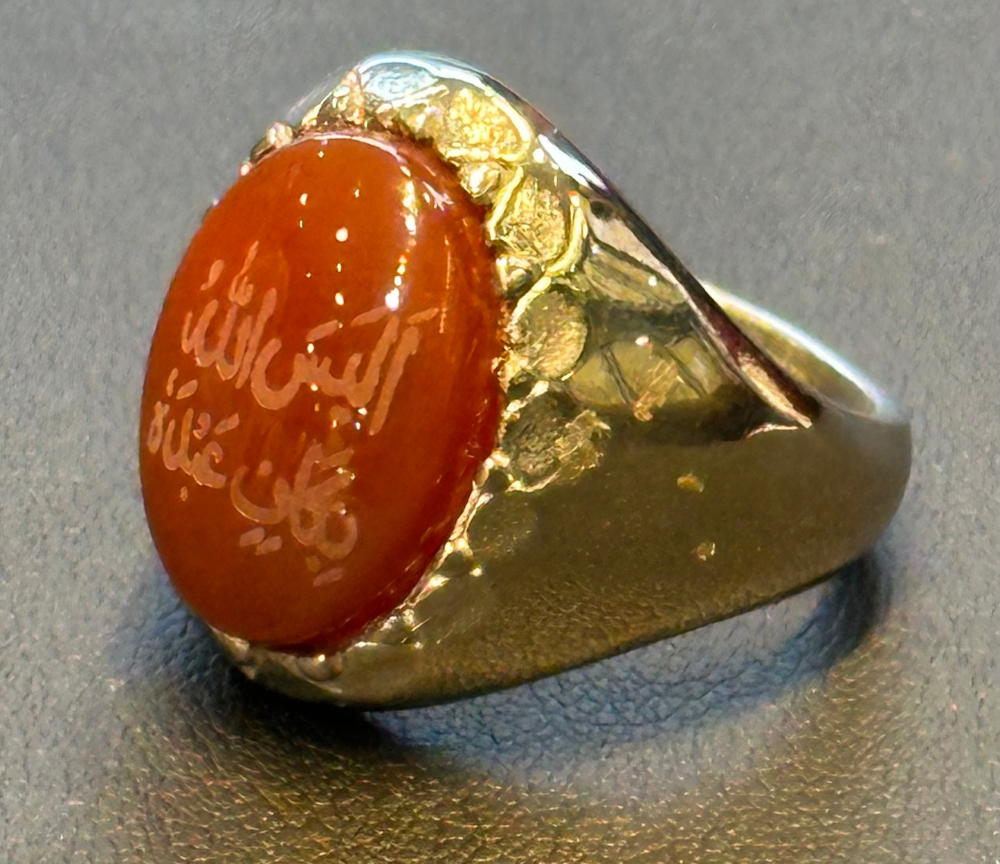 Titanium Steel Ring with Natural Stone Laser Engraved Wording