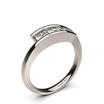 White Gold Princess Trilogy Diamond Engagement Ring