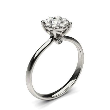 White Gold Cluster Diamond Engagement Ring