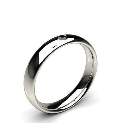 Studded Court Profile Comfort Fit Black Diamond Wedding Band