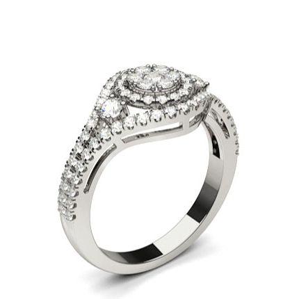 White Gold Cluster Diamond Engagement Ring