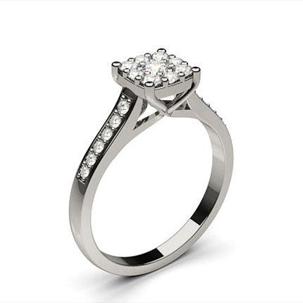 White Gold Cluster Diamond Engagement Ring