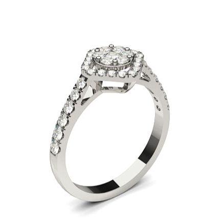 White Gold Cluster Diamond Engagement Ring