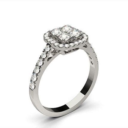 White Gold Cluster Diamond Engagement Ring