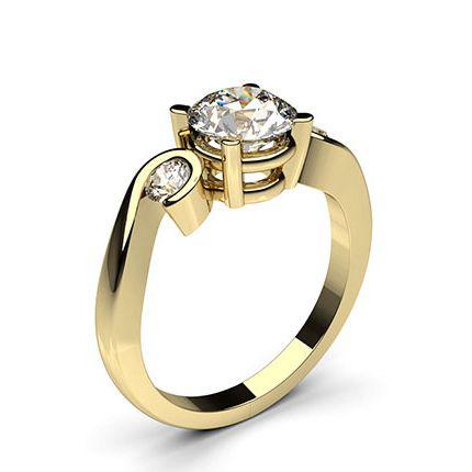 4 Prong & Semi Bezel Setting Plain Three stone Ring