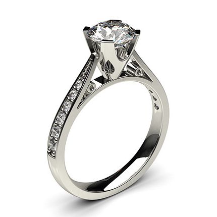 4 Prong Setting Medium Side Stone Engagement Ring