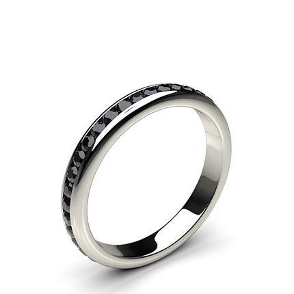 3.30mm Channel Setting Full Eternity Black Diamond Ring