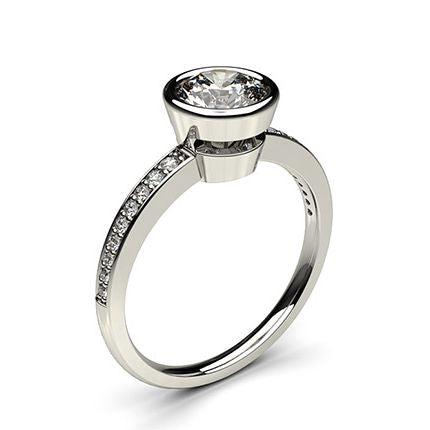 Full Bezel Setting Thin Side Stone Engagement Ring