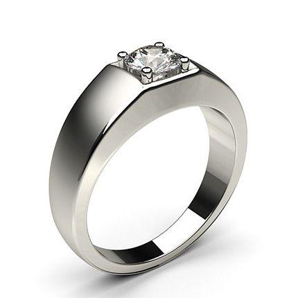 4 Prong Setting Round Diamond Mens Ring