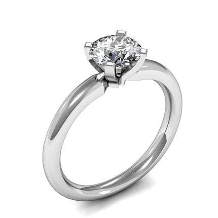 4 Prong Setting Round Diamond Plain Engagement Ring
