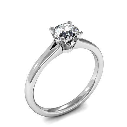 4 Prong Setting Round Diamond Plain Engagement Ring