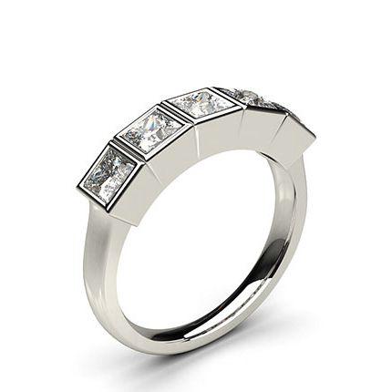 Full Bezel Setting Plain Five Stone Ring