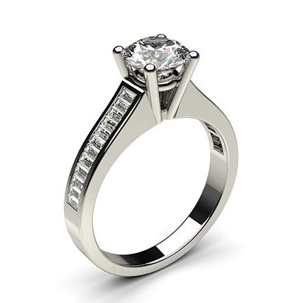 4 Prong Setting Large Side Stone Engagement Ring