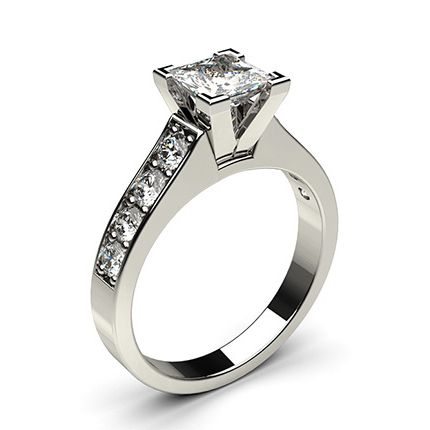 4 Prong Setting Large Side Stone Engagement Ring