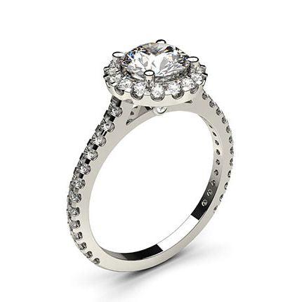 White Gold Halo Diamond Engagement Ring