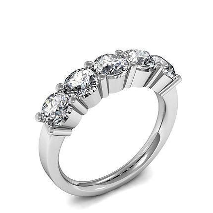 4 Prong Setting Plain Five Stone Ring