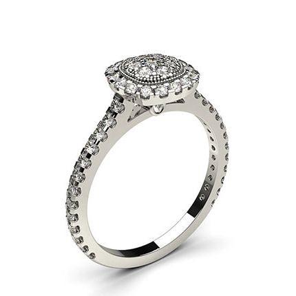 4 Prong & Full Bezel Setting Round Diamond Cluster Ring