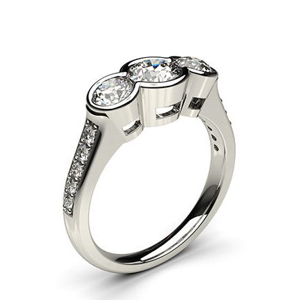 1.00ct. Semi Bezel Setting Studded Three stone Ring