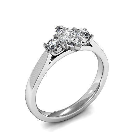 2 Prong Setting Plain Three Stone Ring