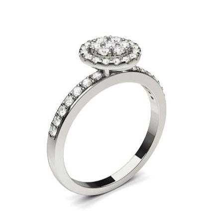 White Gold Cluster Diamond Engagement Ring