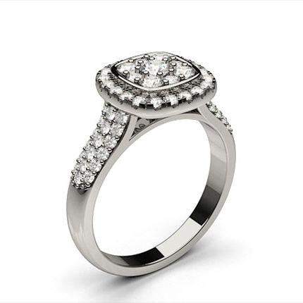 White Gold Cluster Diamond Engagement Ring