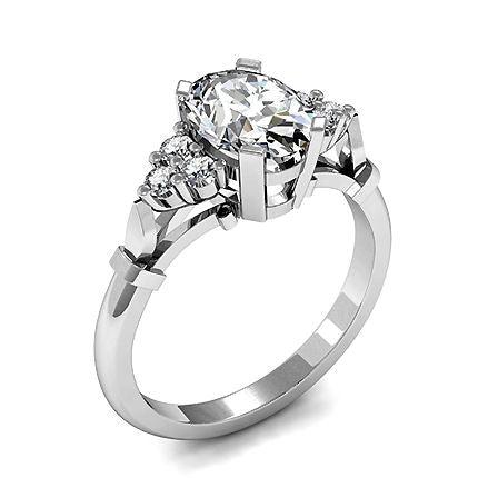 White Gold Oval Diamond Engagement Ring