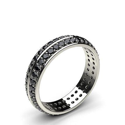 Studded Knife Edge Standard Fit Black Diamond Wedding Band