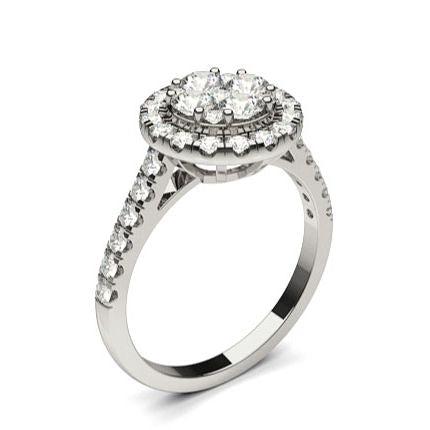 White Gold Cluster Diamond Engagement Ring