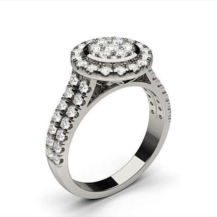 White Gold Cluster Diamond Engagement Ring