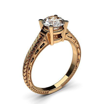 Rose Gold Round Vintage Diamond Engagement Ring