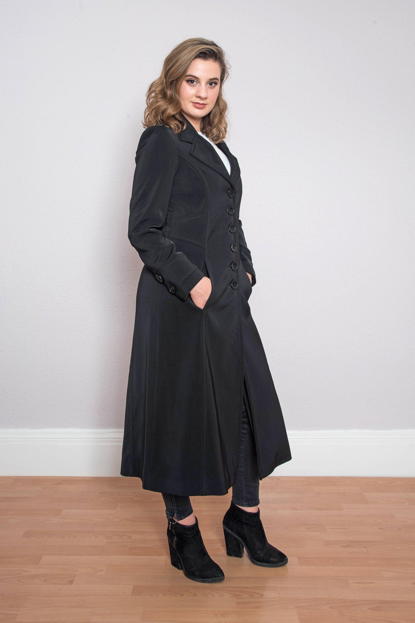 Simple Black Four Season Coat
