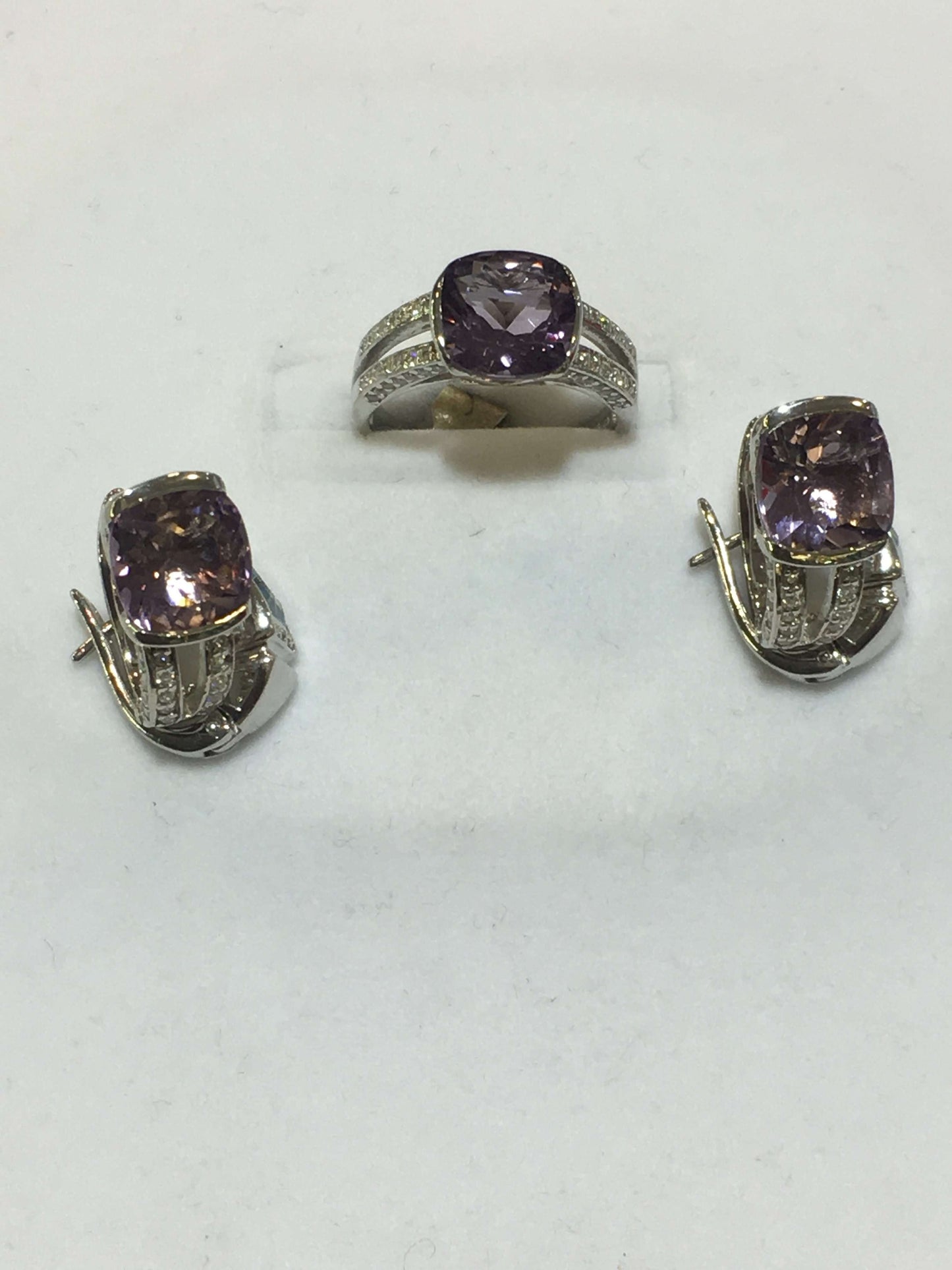 Italian Sterling Silver Earring and Ring with Gemstones