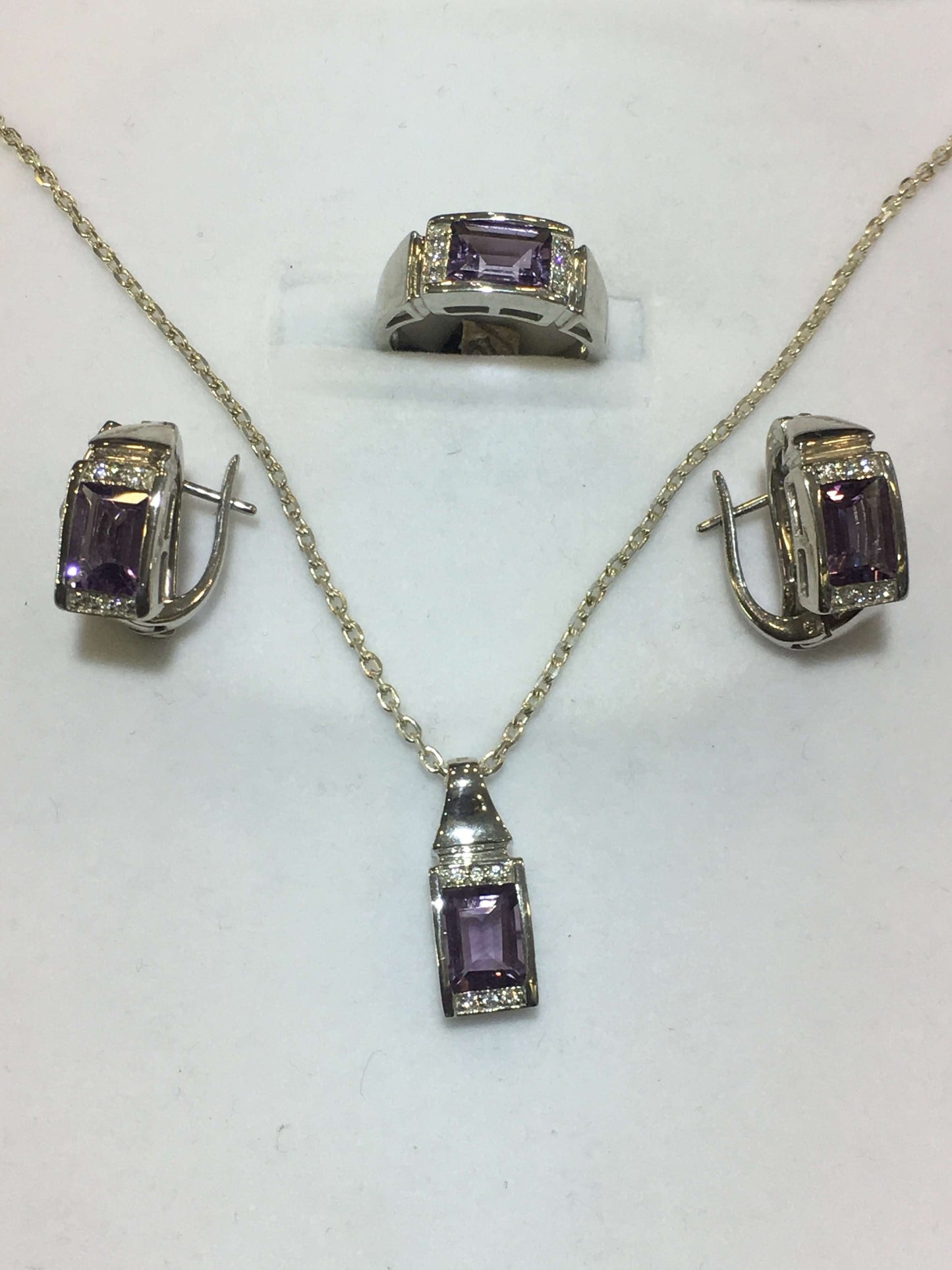 Italian Sterling Silver Necklace with gemstones