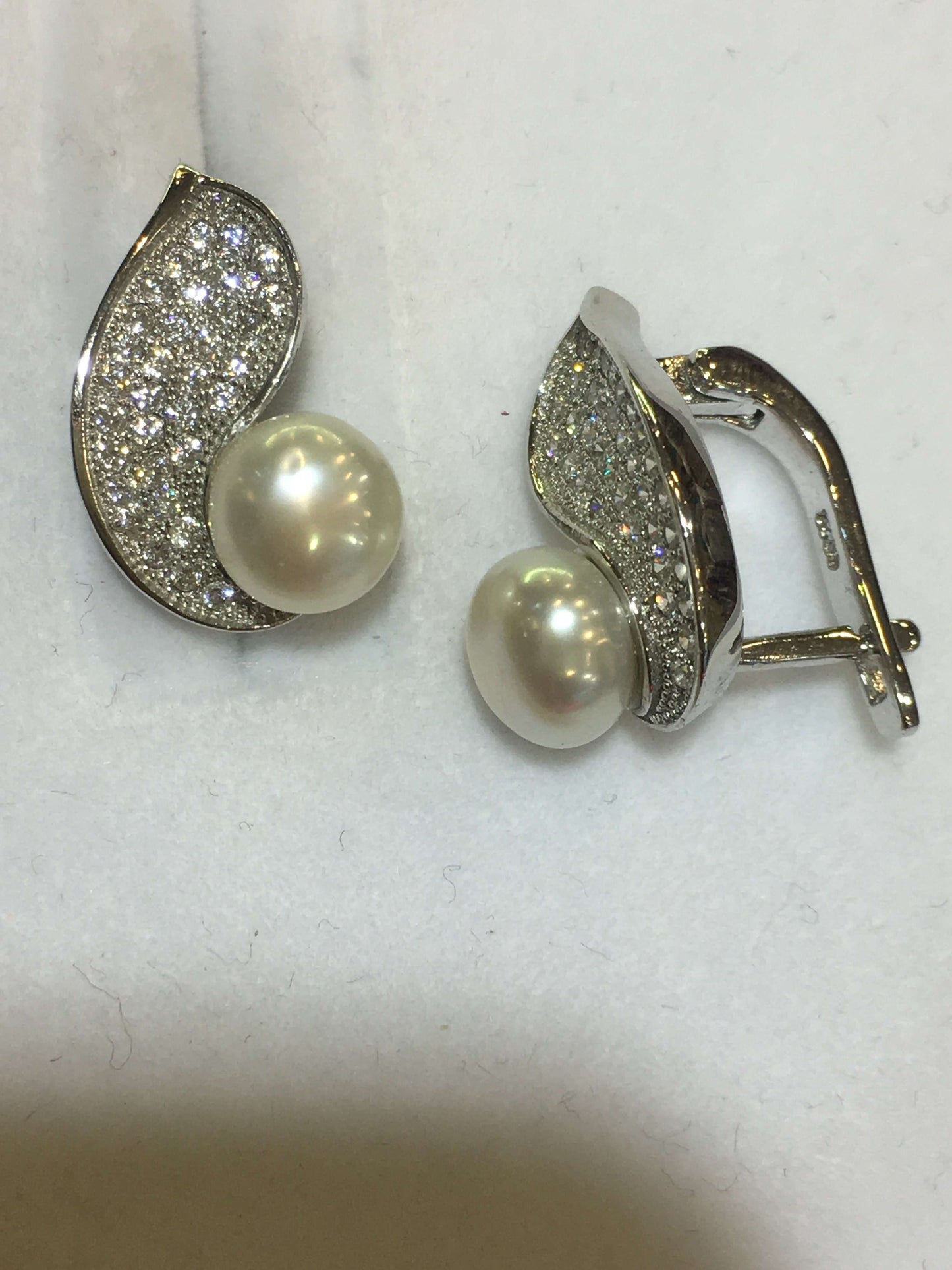 Italian Sterling Silver Earrings with Pearls
