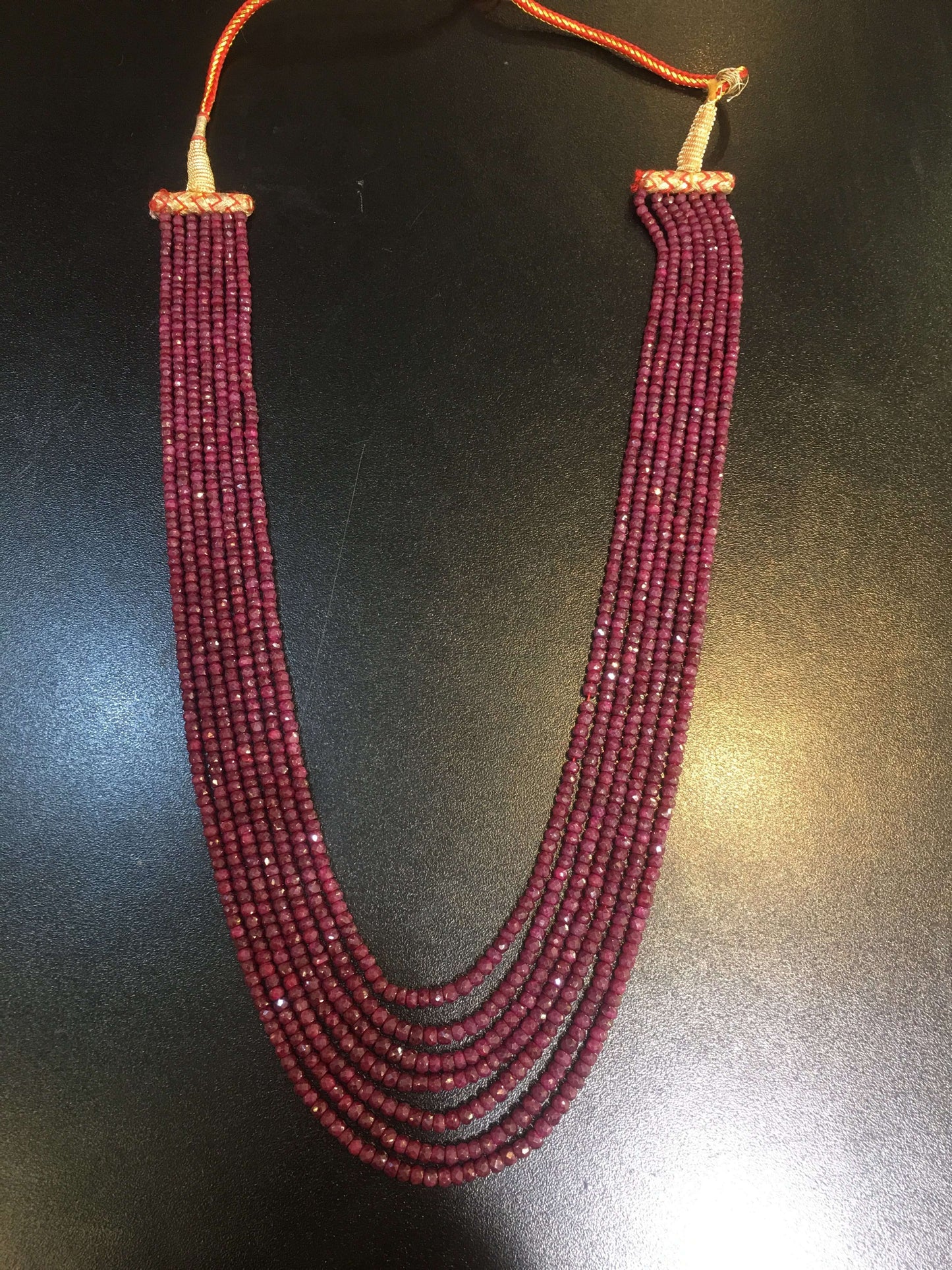 Ruby Beads Necklace 7 strings