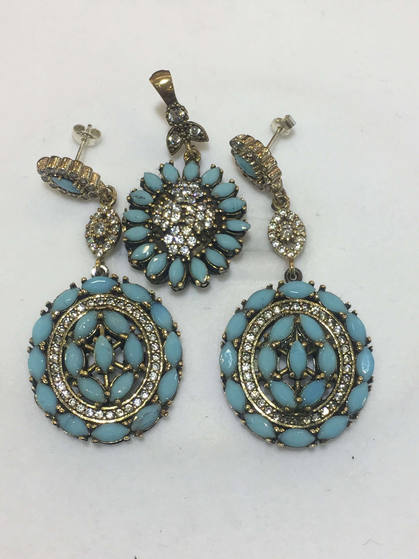 Turkish Sterling Silver Pendent Set