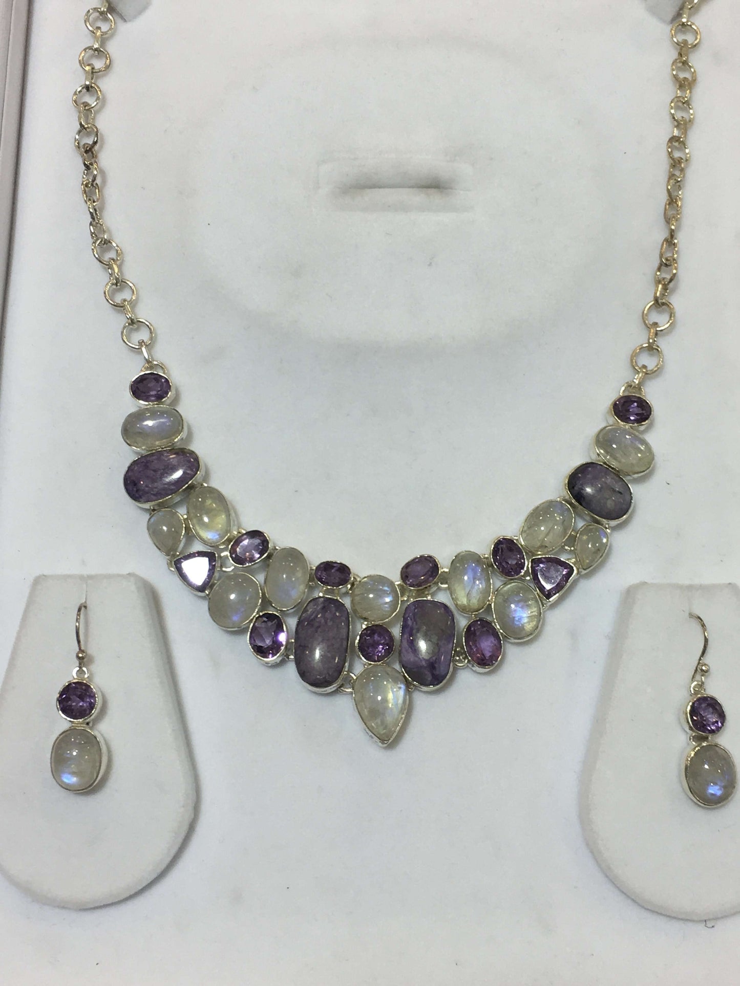 Natural Gemstone Necklace with Sterling Silver