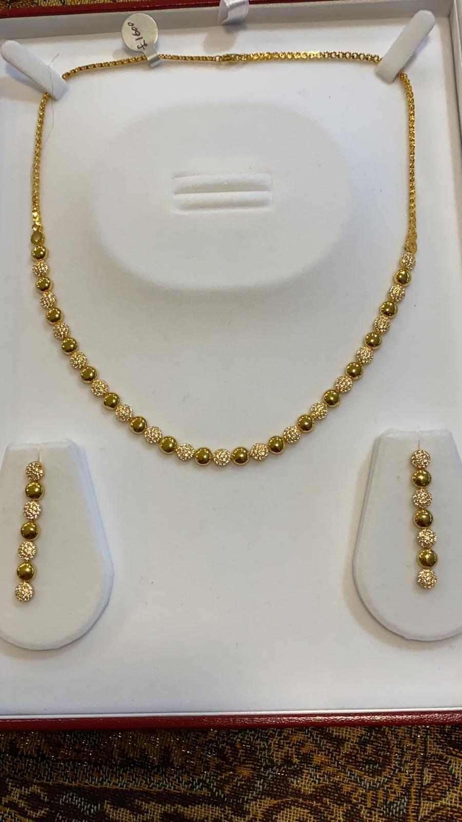 22ct Gold Turkish Designer Necklace set with American Diamonds