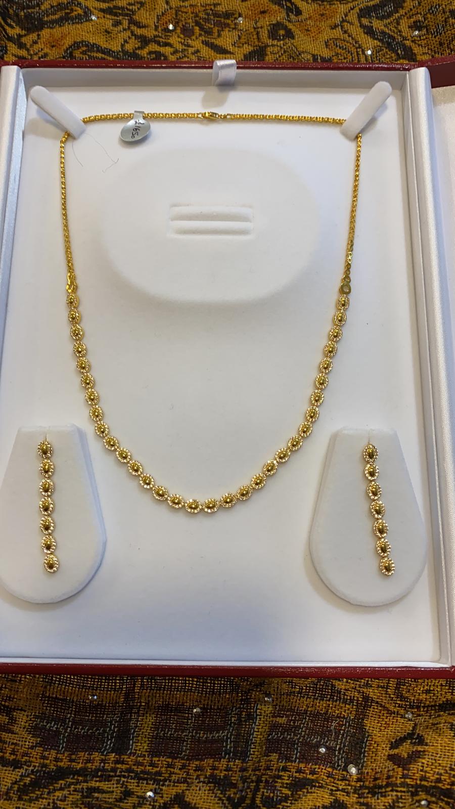 22ct Gold Turkish Designer Necklace set with American Diamonds