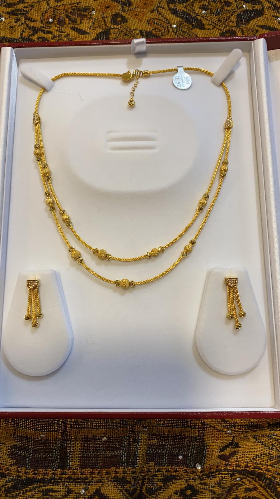 22ct Gold Turkish Designer Necklace set with American Diamonds