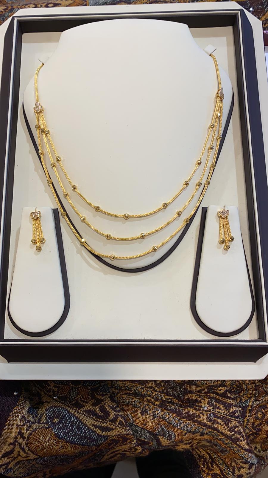 22ct Gold Turkish Designer Necklace set with American Diamonds