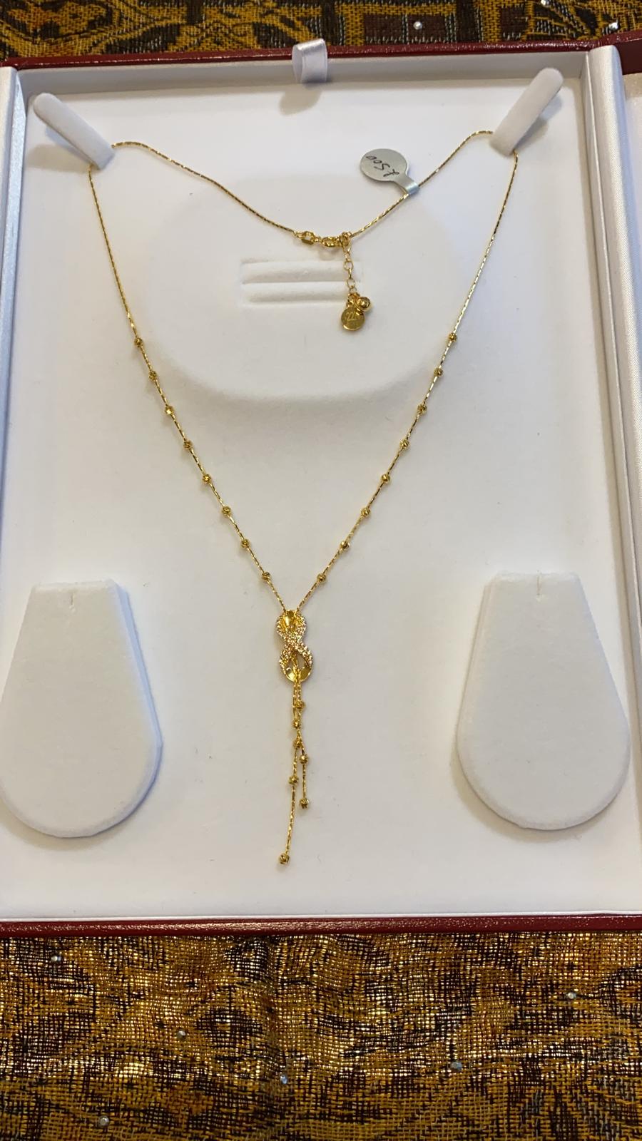 22ct Gold Turkish Designer Necklace only with American Diamonds
