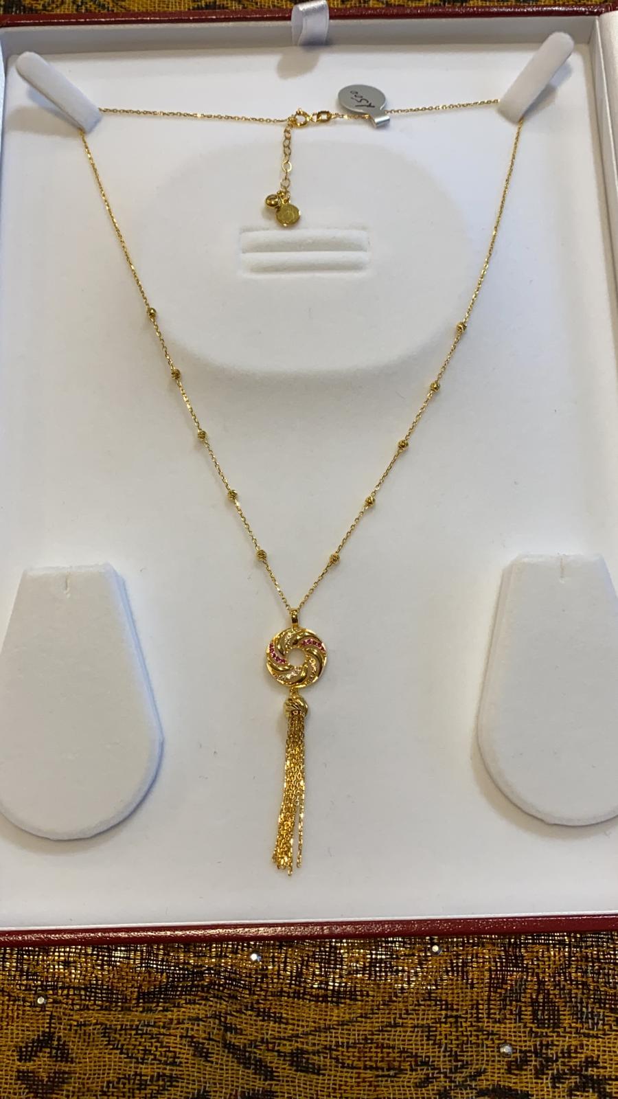 22ct Gold Turkish Designer Necklace only with American Diamonds