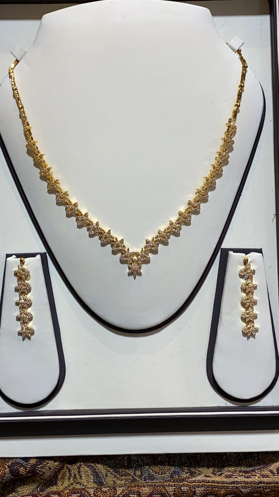 22ct Gold Turkish Designer Necklace set with American Diamonds