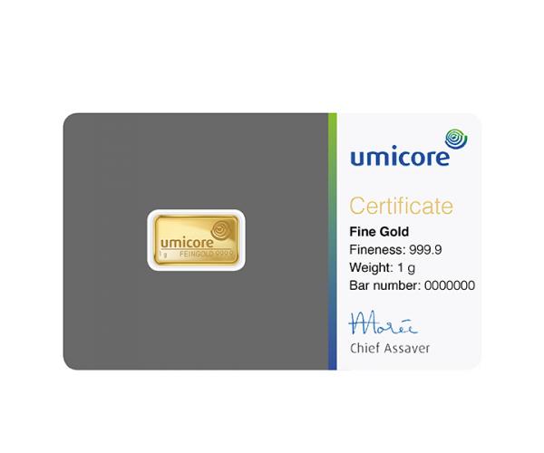 1 Gram Umicore Investment Gold Bar (999.9)