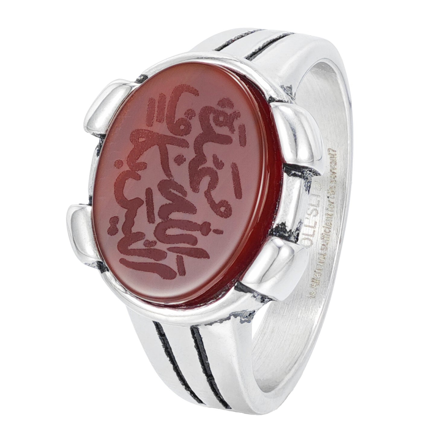 Titanium Steel Ring with Natural Stone Laser Engraved Wording