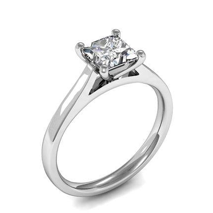 4 Prong Setting Princess Diamond Plain Engagement Ring