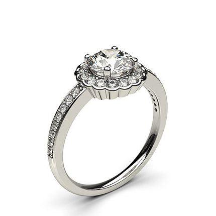 White Gold Halo Diamond Engagement Ring